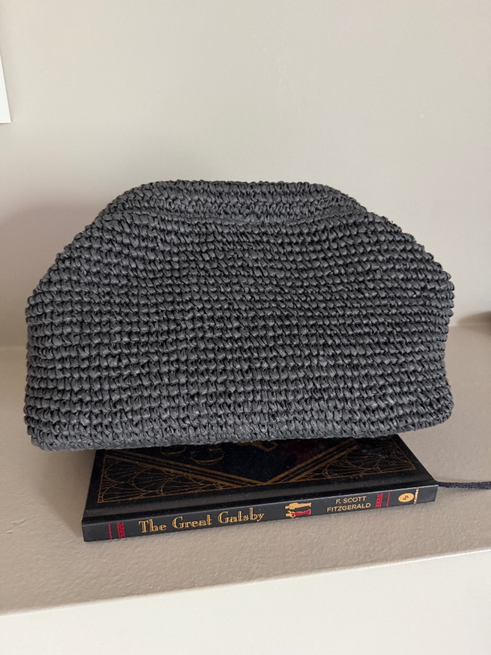 cos black raffia bag